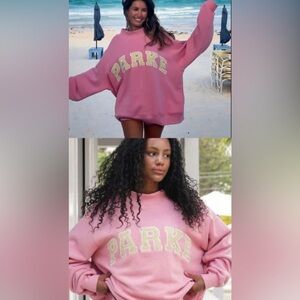 Parke Official Summerland pink varsity mockneck sweatshirt